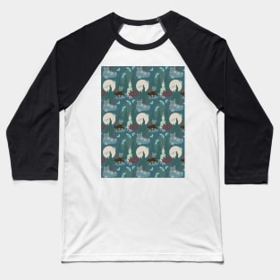 Moonlit night in a garden in green Baseball T-Shirt